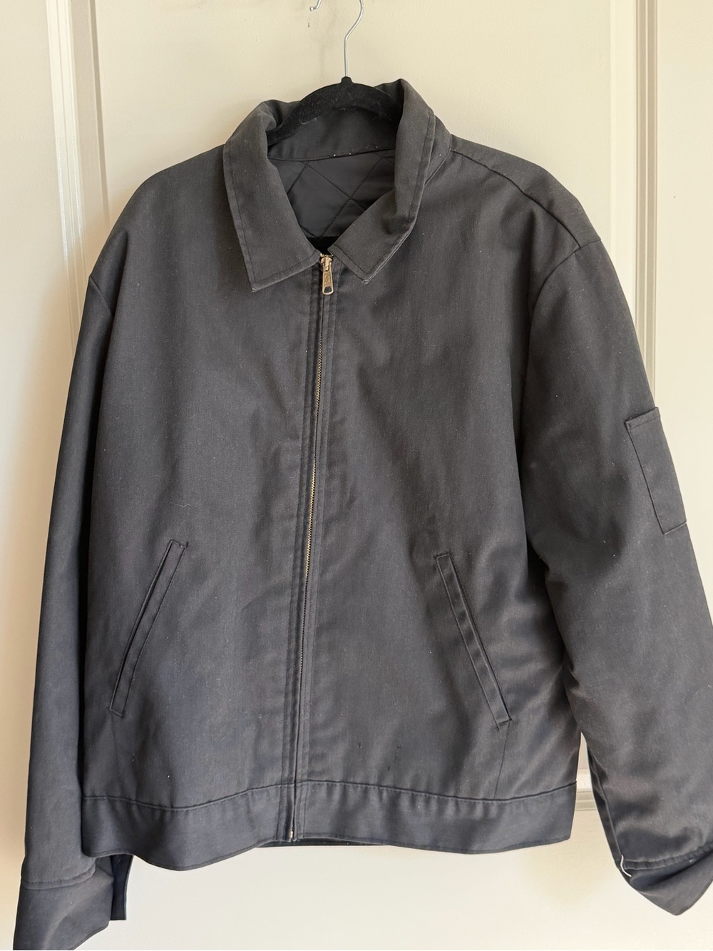 Men's Black Quilted Bomber Jacket - Classic Zip Front